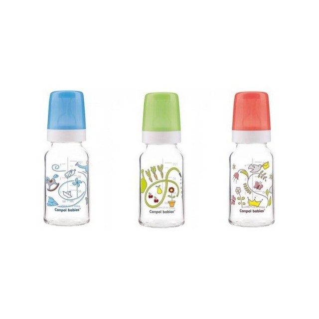 CANPOL BABY STAKLENA FLAŠICA - PRINT (PLAVA) 120ML